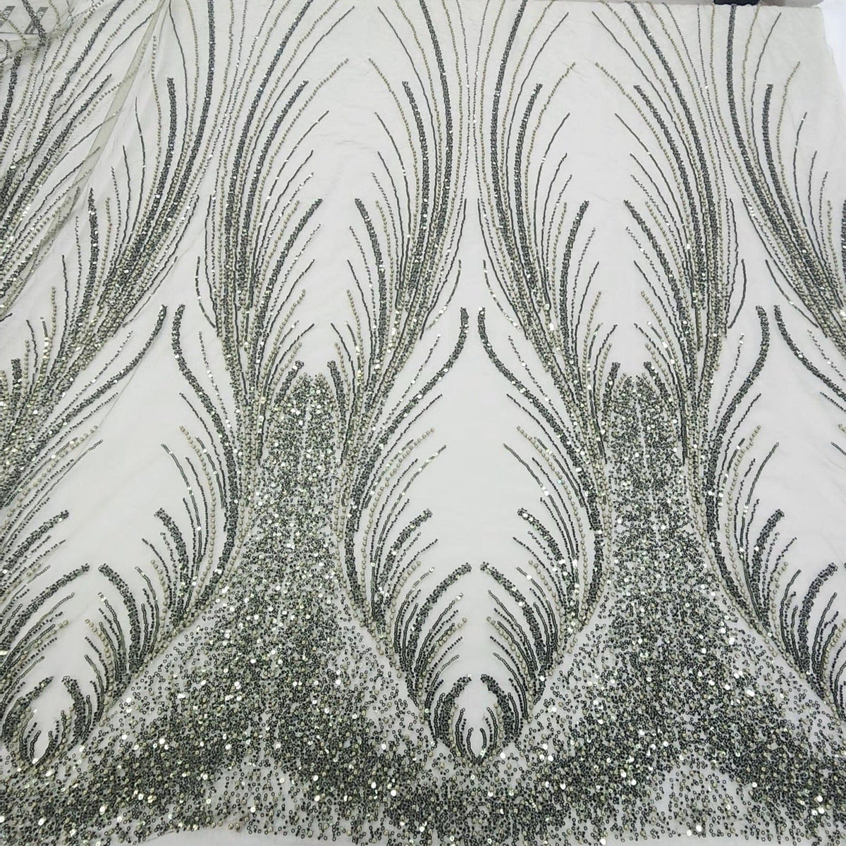 BRIDAL FABRIC Dress Fabrics Olive Beaded Bridal Lace Fabric Amber 130cm (7526727581785)