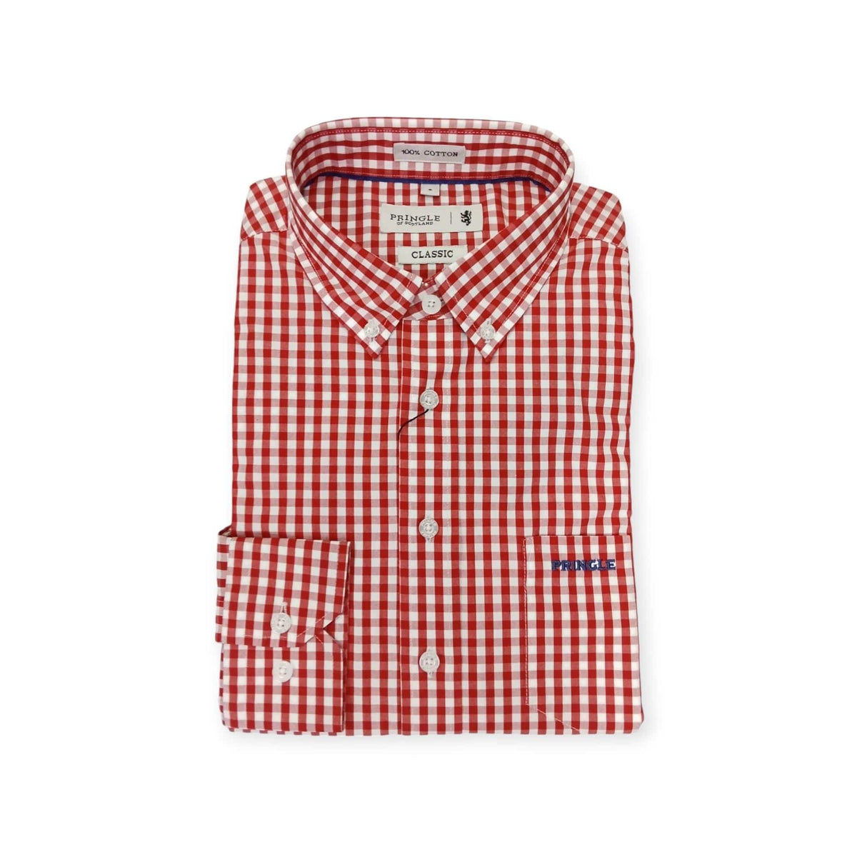 Pringle Shirts Pringle Men's Long Sleeve Arnold Red Check Shirt (7796986151001)