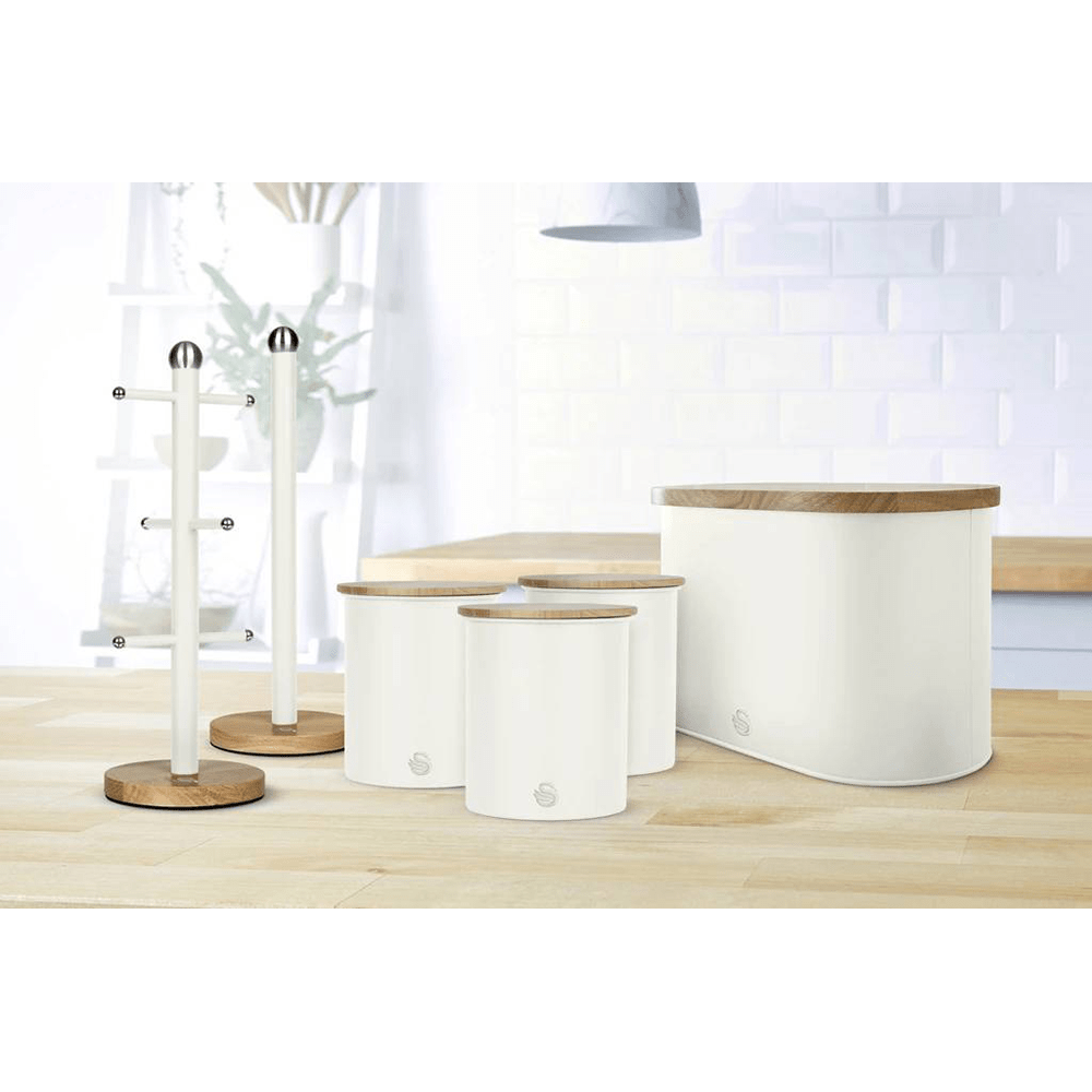 Swan CANISTER SET Swan Nordic Range White Bread Bin & Canister Set SWKA17513WHT (7046063128665)
