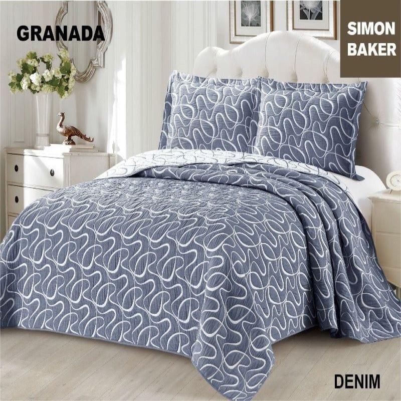 SIMON BAKER BEDSPREAD Simon Baker Granada Jacquard Bedspread Denim (6595042967641)