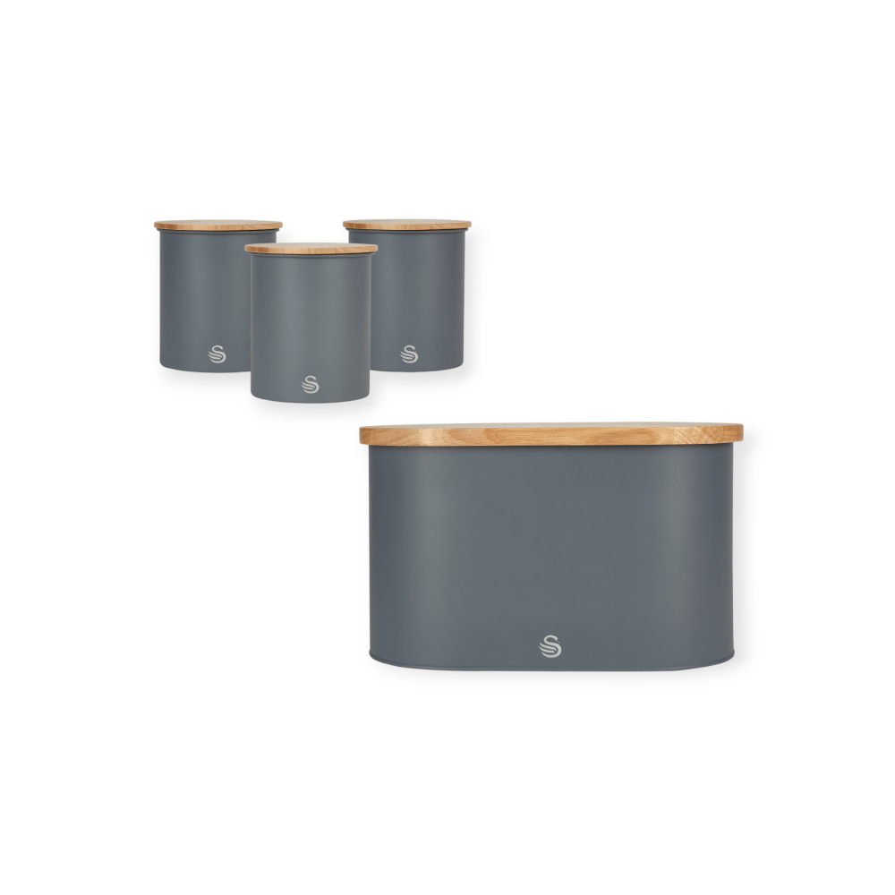 Swan Towel Pole Swan Nordic Grey Bread Bin & Canisters Matching Kitchen Set SNR2HW (7468238930009)