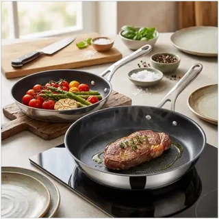 Tefal Jamie Oliver Fry Pan Stainless Steel Set 24cm & 28cm E304S244