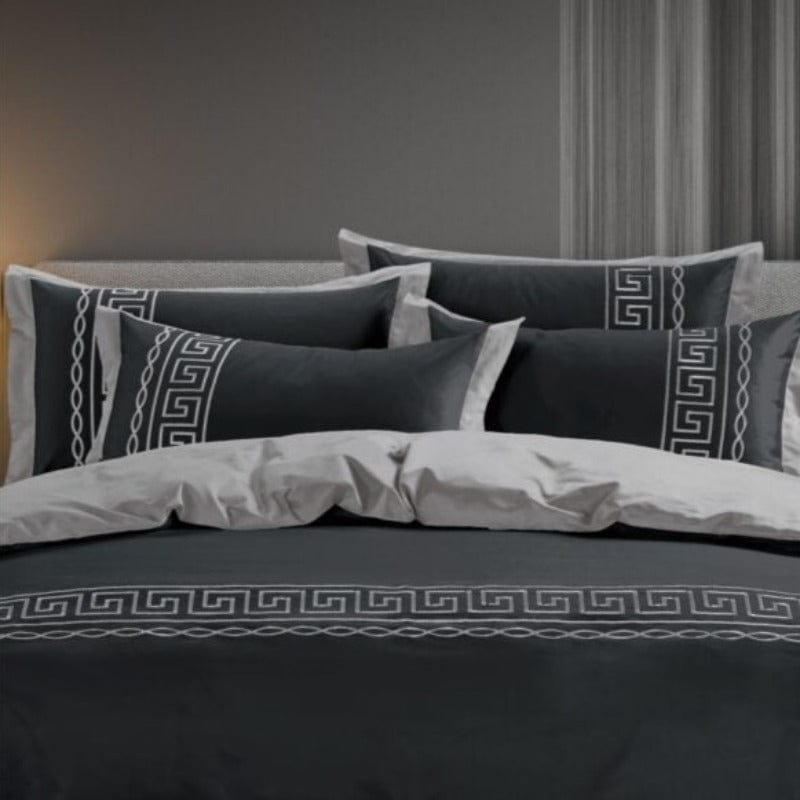 Egyptian Cotton Duvet Cover Egyptian Cotton 400 Thread Count  Donatella Black & Silver Duvet Cover Set (6984224997465)