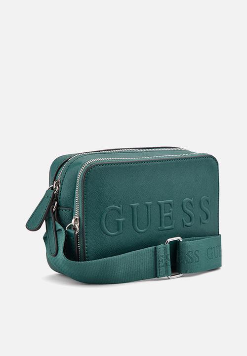 Guess Ladies Handbags Guess Haddington Mini Double Zip Crossbody Emerald (7794992414809)