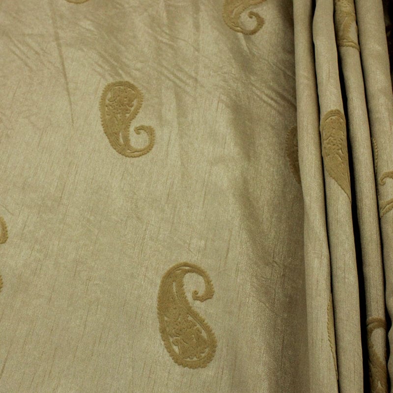 curtain material Curtaining Material Polysilk plain dyed camel with flocking Polysilk Plain Dyed With Flocking (6557808558169)