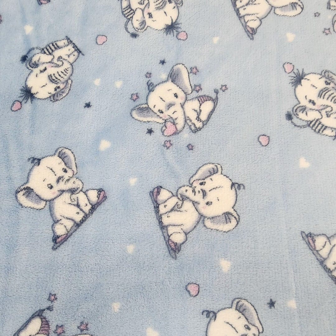 Fleece Blankets Printed Mongolian Fleece Fabric Baby Elephant 150cm (7564608176217)