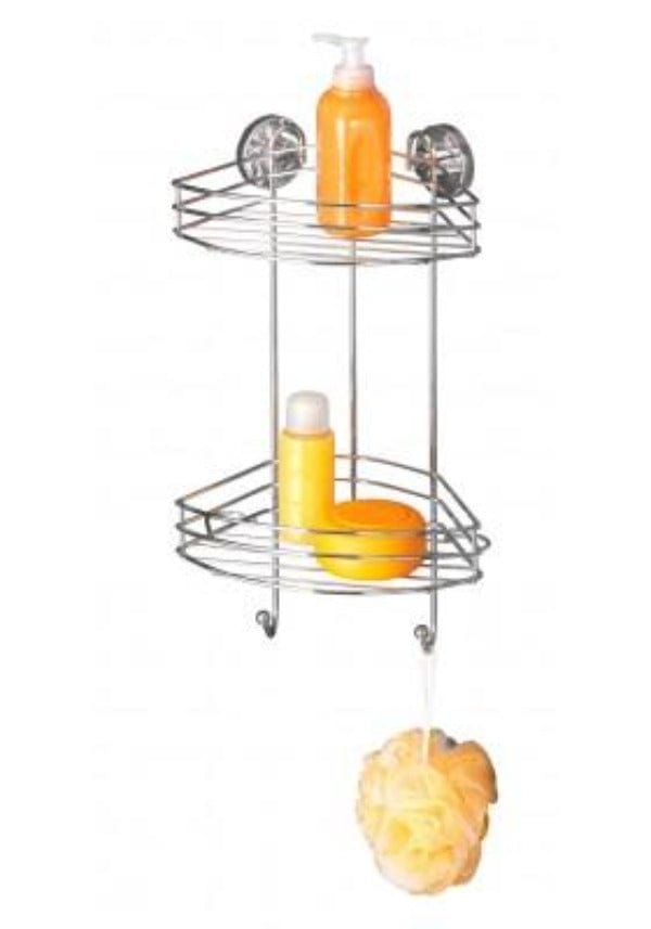 Wenko Bathroom WENKO Vacuum-Loc 2-Tier Corner Rack Bari - No Drilling Required (4723117260889)