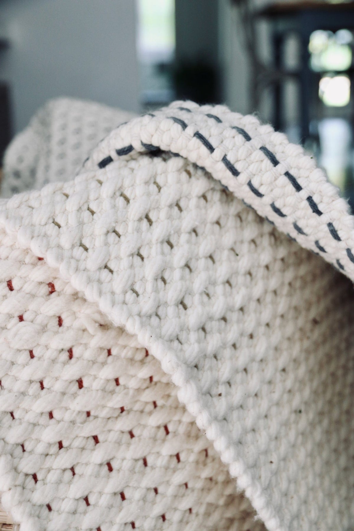 Amelia Jackson RUG Amelia Jackson Fancy Twill Rug, Natural with Terra Cotta Pinstripe 75X120 SBED008 (7475958153305)