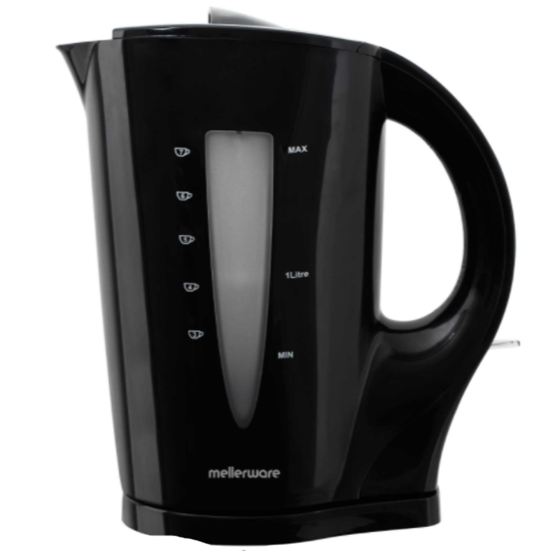 Mellerware KETTLE Mellerware 2200W Kettle Cordless Plastic Black 1.7 Litre 21002BK (7002607190105)
