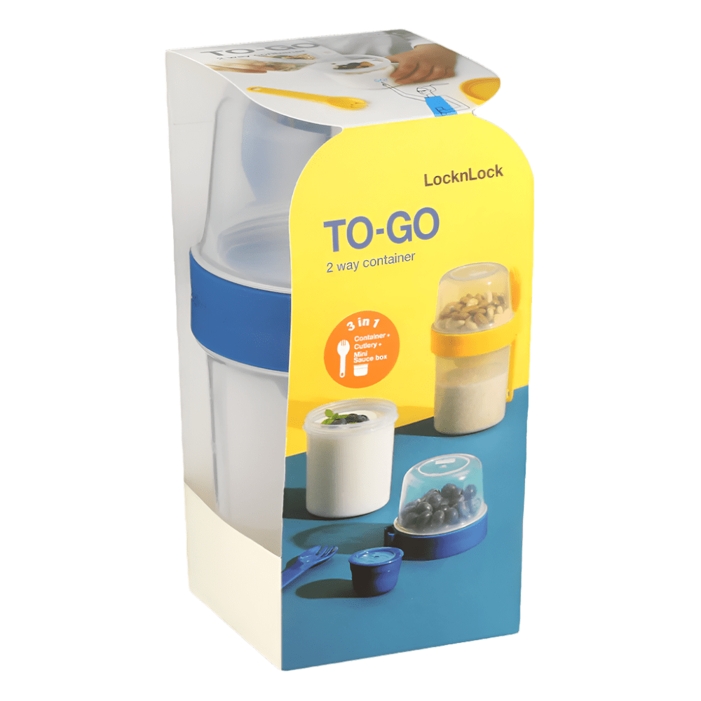 Locknlock Storage Canister LocknLock To Go 2 in 1 Cereal 560ml+310ml Blue LLS222LB