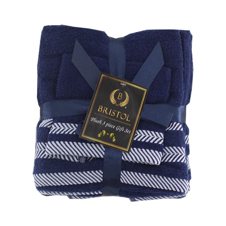 Bristol TOWEL Bristol 100% Cotton Plush Towel Set 3-Piece Navy Blue (7807125225561)