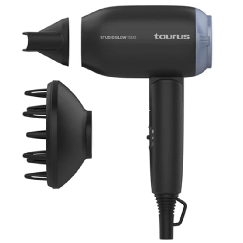 Taurus Hair Dryer Dc Motor Plastic Black 2 Speed 1400W Studio Glow 900117
