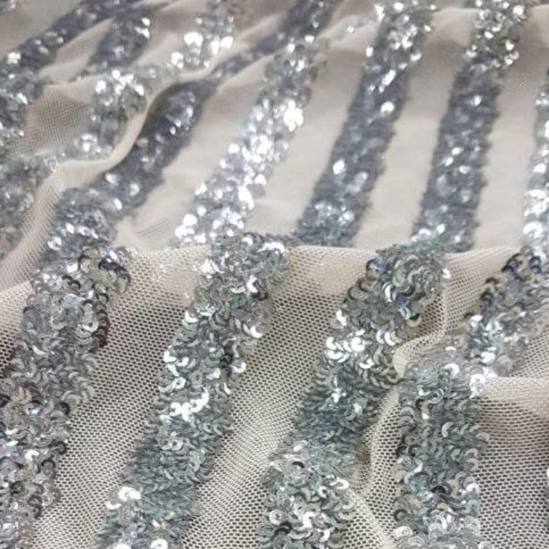 SEQUINS Dress Fabrics Cream 120 cm Sequence Stripe Fabric 10300 120 cm (4762686259289)