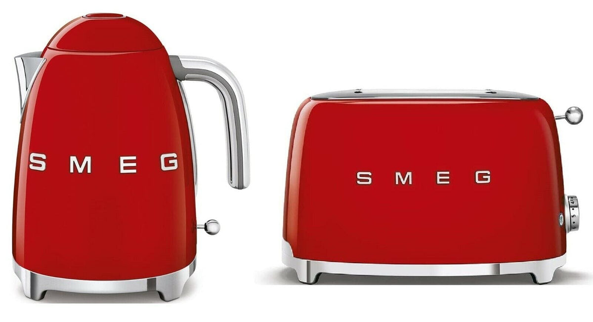 Delonghi TOASTER Smeg 50's Retro Style Kettle and 2 Slice Toaster Set Red (7345705517145)