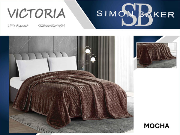 Simon Baker Victoria 2Ply Blanket 220x240 Mocha