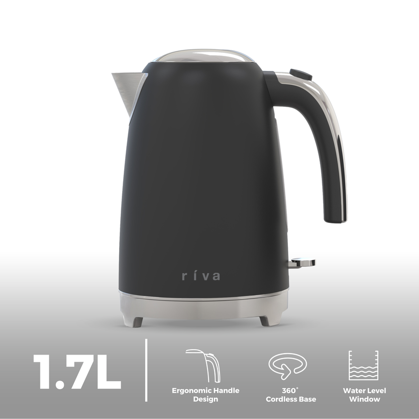 Riva Stainless Steel Kettle 1.7L Matt Black RVBK001