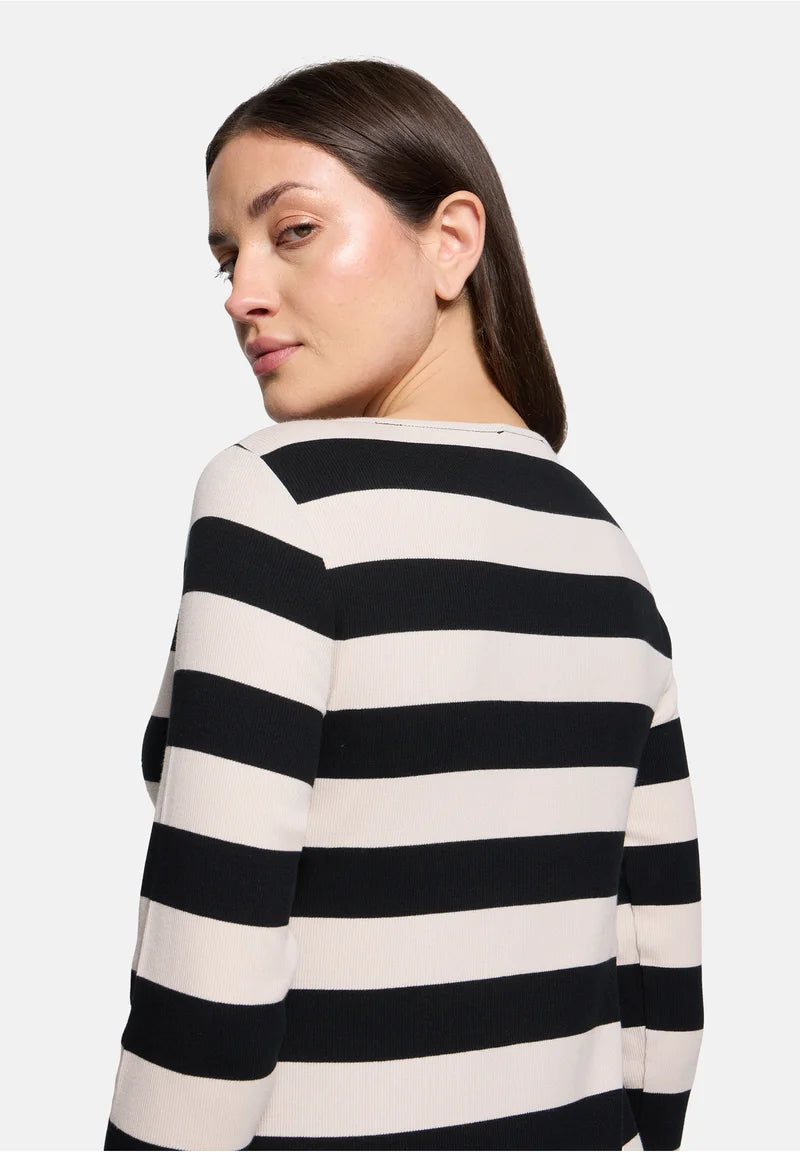 Betty Barclay Ladies Striped long sleeve top-Black/Cream 2403/8164