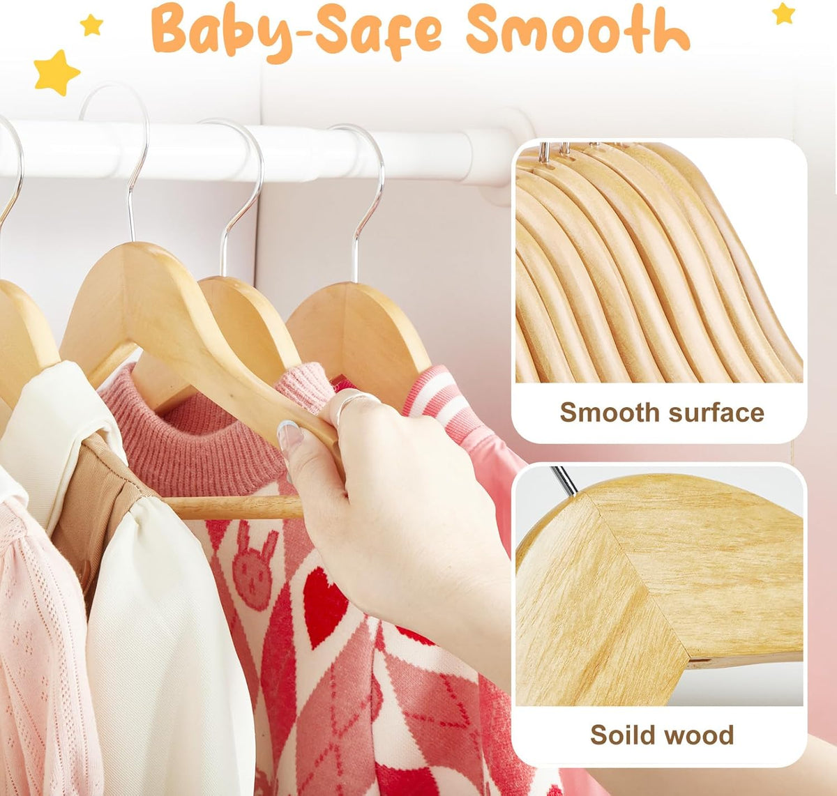 Danny Home Kids Wood Hangers 3 Piece Nature WHK010-3.
