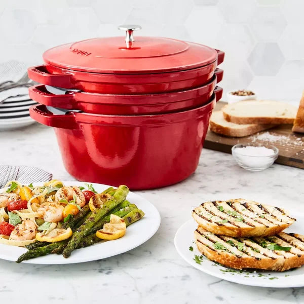 Staub Cast Iron Stackable Cookware Set 4 Piece Charry STB14582406.
