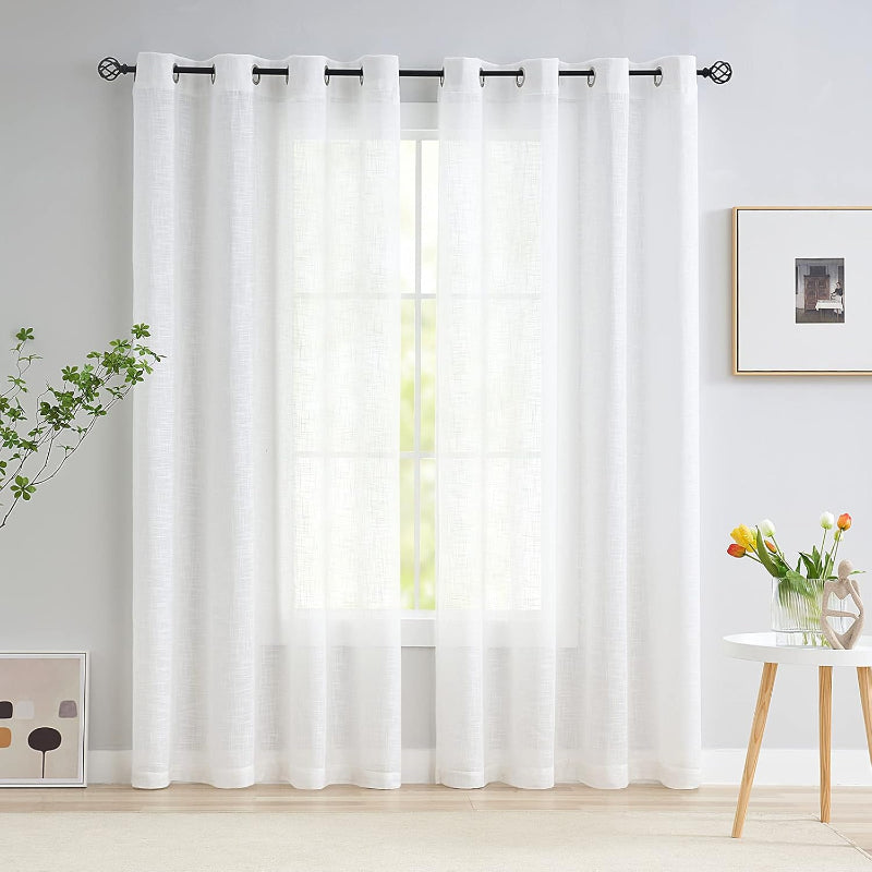 SH Whittaker Curtains Eyelet Ready Made Voile White Crystal Straps 3088-325