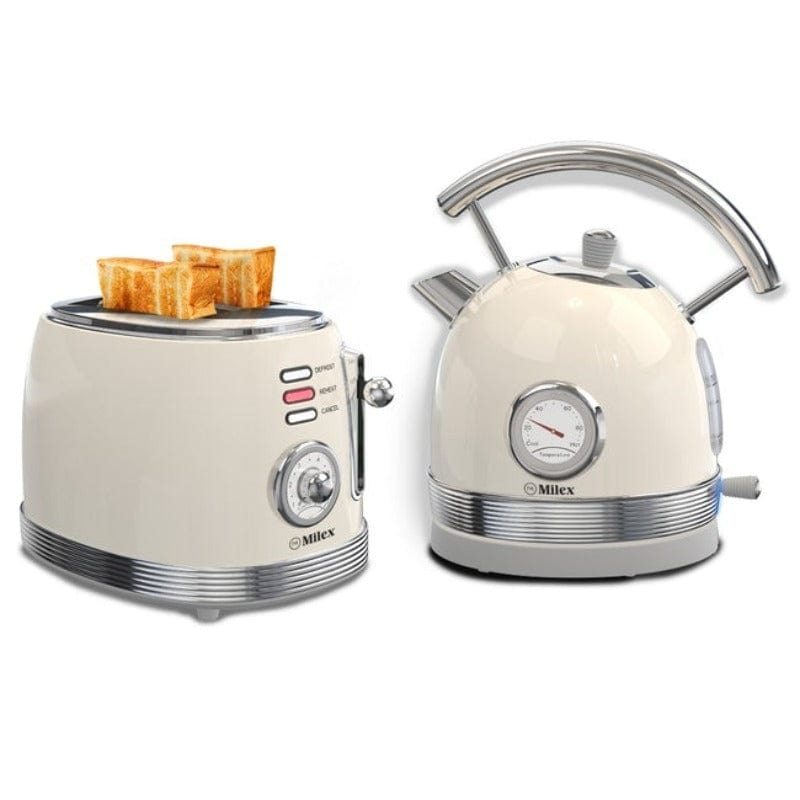 MILEX TOASTER & KETTLE Milex Retro-style Breakfast Combo Ivory MRC001IV (6954923425881)