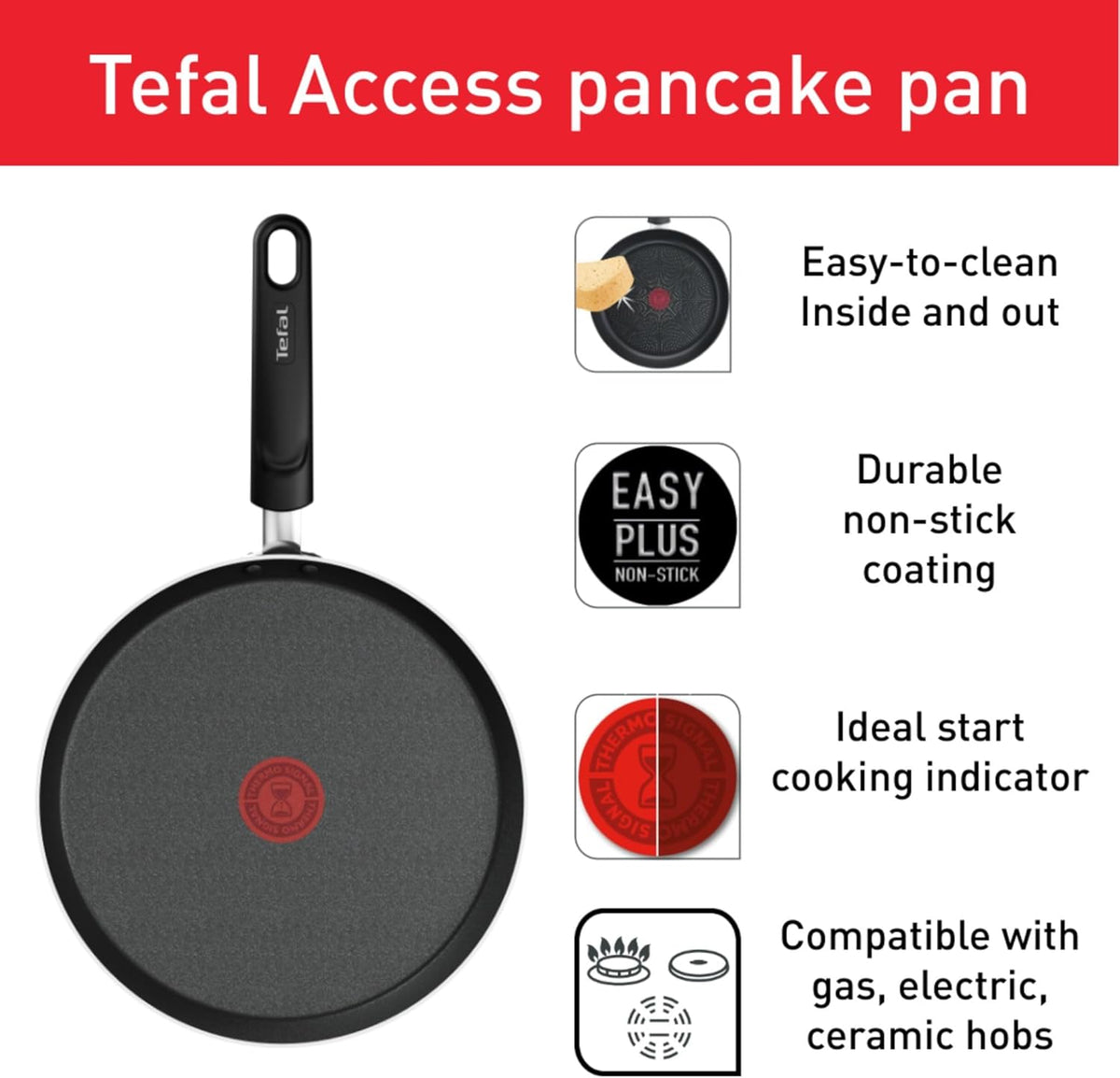 Tefal Access G6 Aluminum Non-Stick Pancake Pan 25 cm B4451102