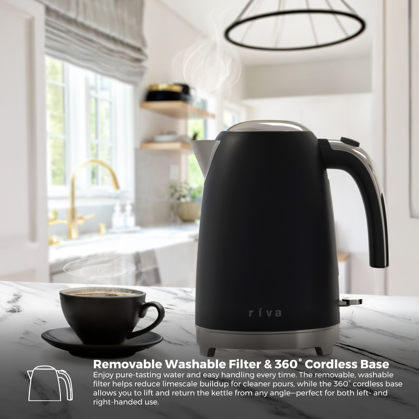 Riva Stainless Steel Kettle 1.7L Matt Black RVBK001