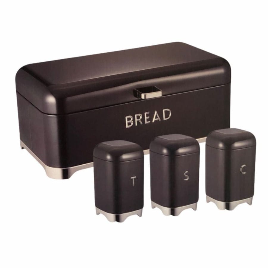 Continental Homeware CANISTER Continental Homeware Deluxe Edition Bread Bin With 3Pcs Canister Set Black CH727 (7305532407897)