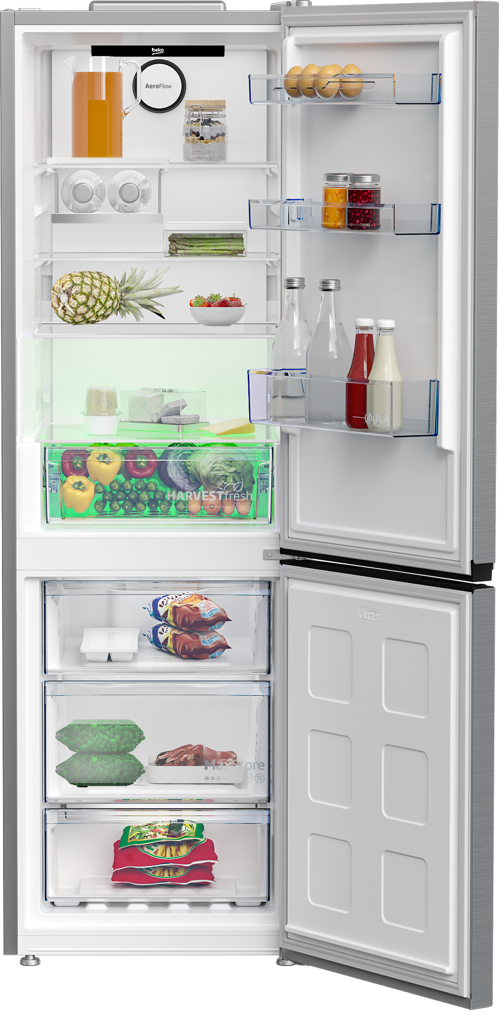 Beko 316L Pearl Steel Fridge Freezer B3RCNE364HXB