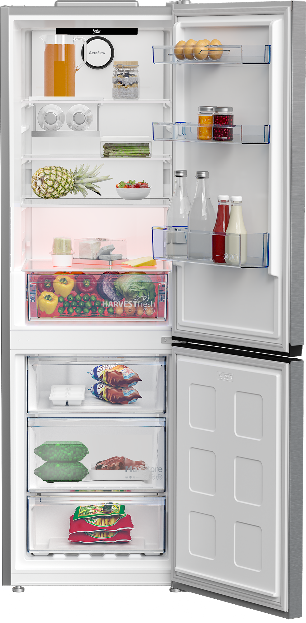 Beko 316L Pearl Steel Fridge Freezer B3RCNE364HXB