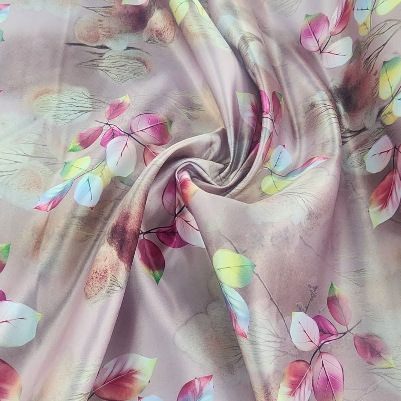 SATIN Dress Fabrics Printed Floral Duchess Satin Fabric Dusty Pink 150cm (7423049334873)