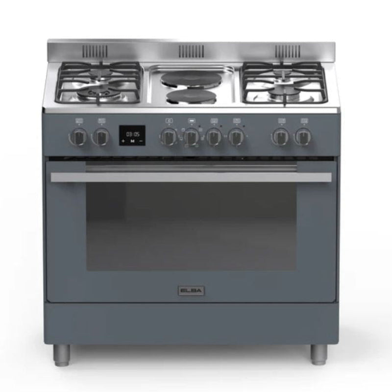 Elba 90cm Slate Grey 4 Gas 2 Electric Plate Gas Electric Freestanding Cooker – 04/9S4EX737SG