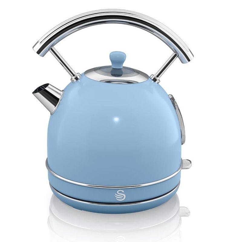Swan TOASTER Swan Blue Retro Dome Cordless Kettle & 2 Slice Toaster STP01BL (6716471902297)