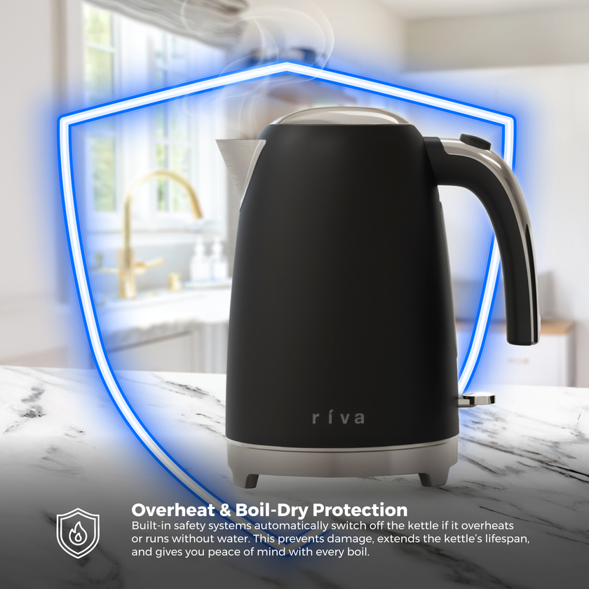 Riva Stainless Steel Kettle 1.7L Matt Black RVBK001