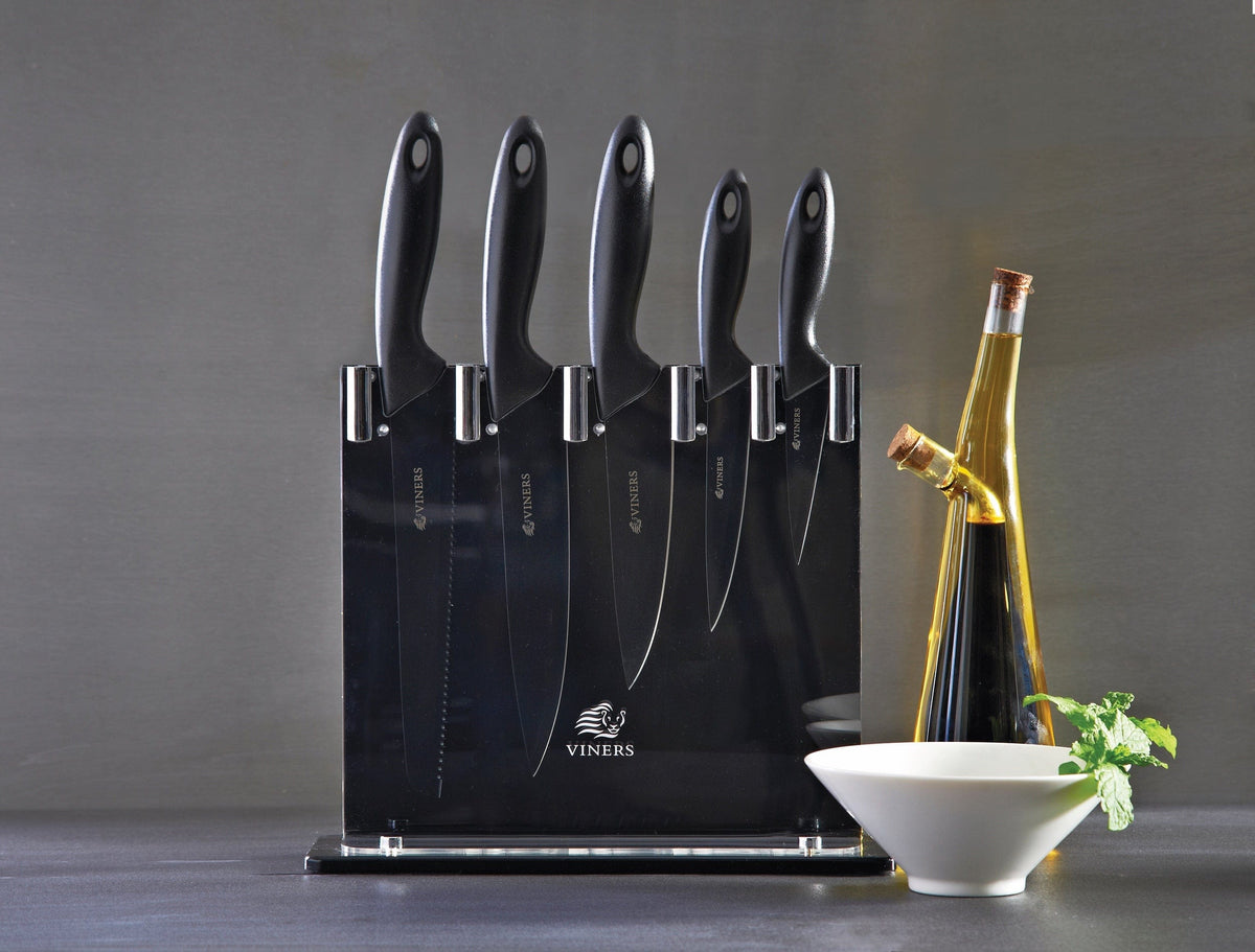 Viners CUTLERY Viners Silhouette Black Knife Block 5 Piece VN0305097 (7255836196953)