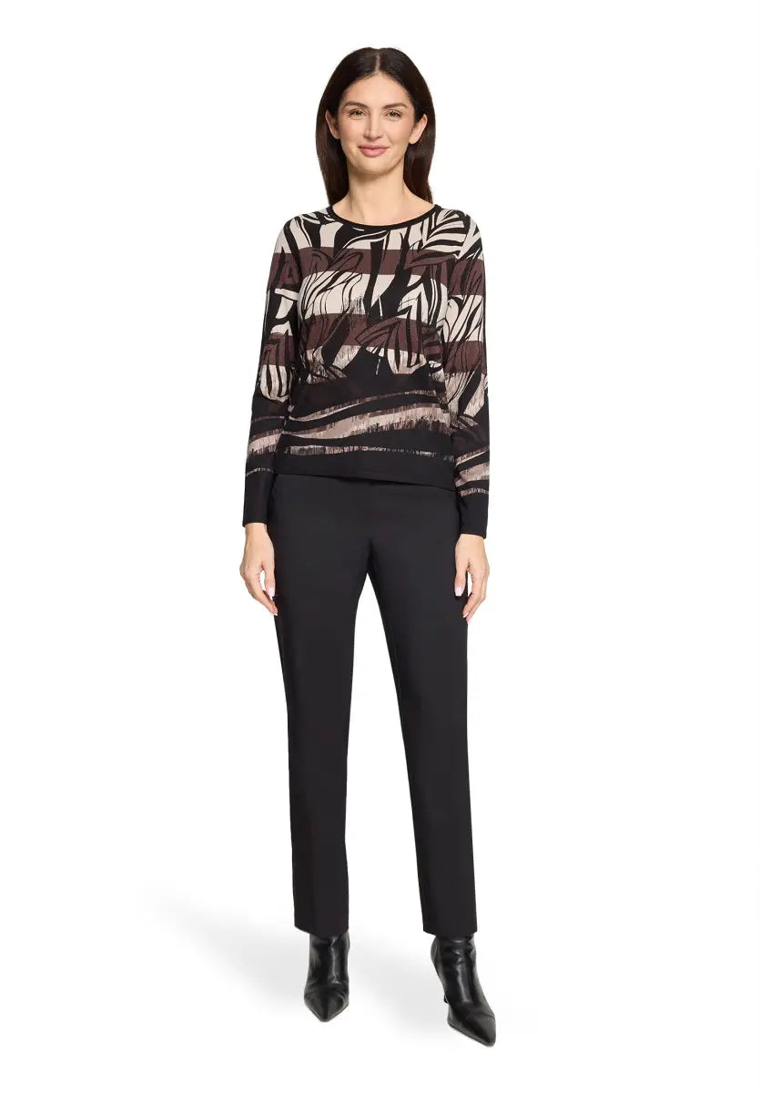 Betty Barclay Ladies Knitted Pullover-Taupe/Black 5384/1714