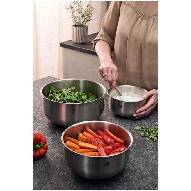 Zwilling Prep 3 Piece 18/10 Stainless Steel Bowl Set, Silver ZW-1030706.