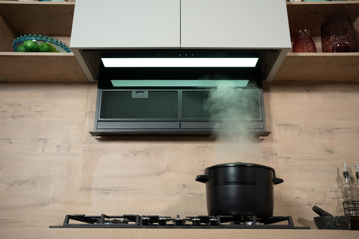 Falco 90cm Black Fully Integrated Drop Down Extractor – AR-90-761A
