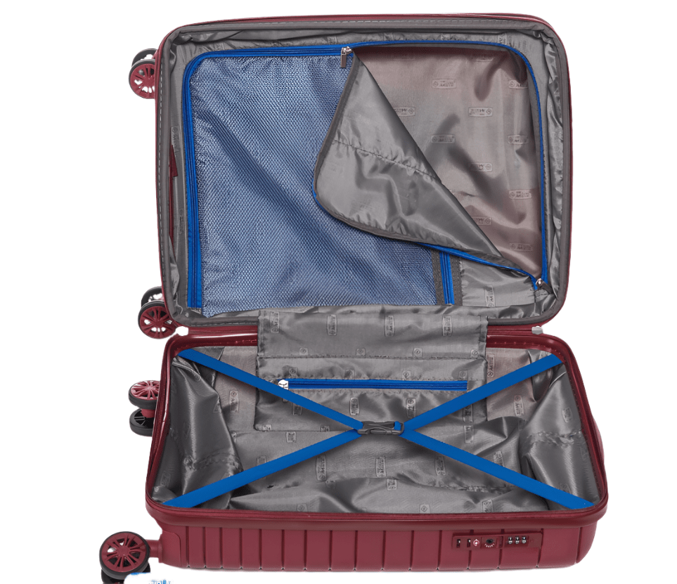 Travelmate Suit Case Travel Mate 55cm Hard Shell Zipper 8 Wheel Xbag Cabin Trolley TSA L-343 C - Red (7759138685017)