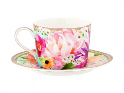 Maxwell & Williams MUGS Maxwell & Williams Dahlia Daze Cup & Saucer 240ML Sky 240ml HV0334 (7184862543961)
