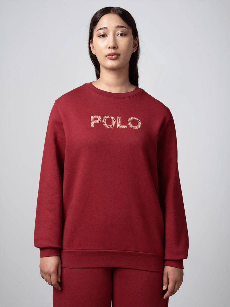 Polo Ladies Sweater Polo Women Amelia Long Sleeve Embellished Picante Red