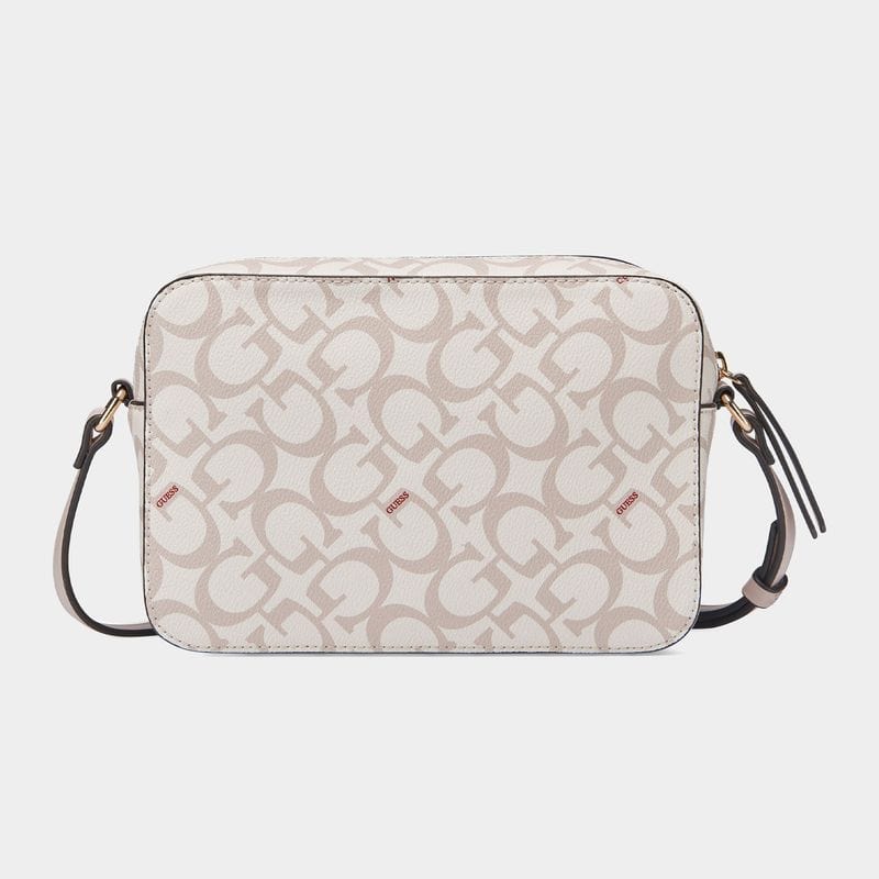 Guess Ladies Handbags Women's Guess White Garrick Camera Crossbody Bag (7508827504729)