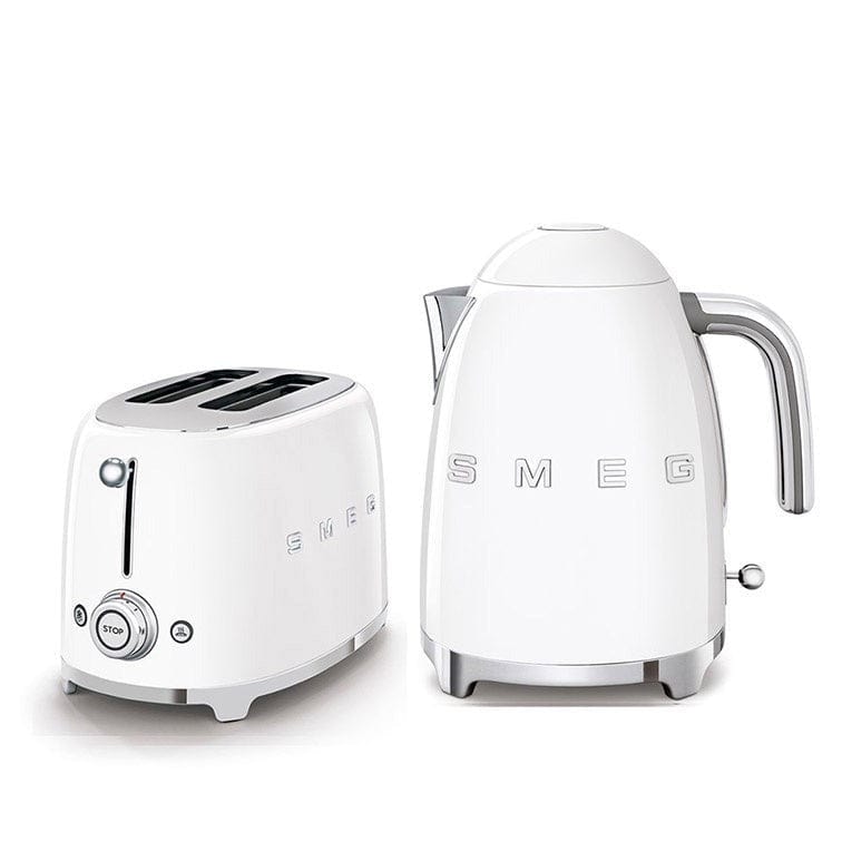 smeg TOASTER & KETTLE Smeg 50's Retro Style Kettle and 2 Slice Toaster Set White (7345709613145)