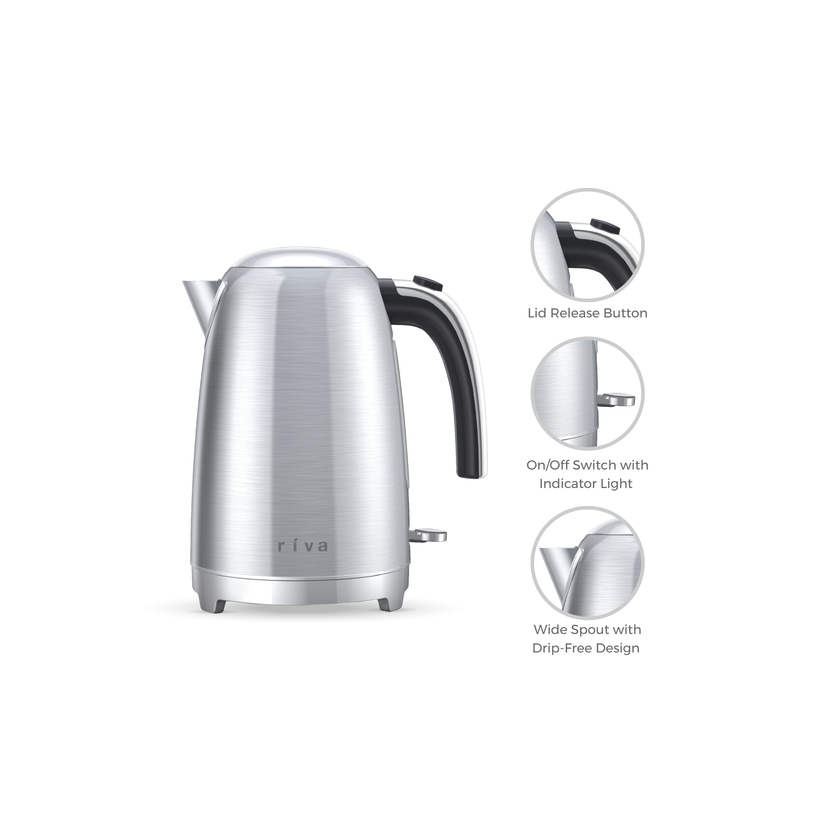 Riva Stainless Steel Kettle 1.7L Brushed RVSK001