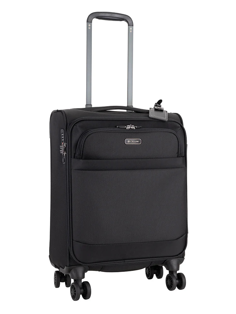 Cellini Microlite Soft Shell 4 Wheel Trolley Case - Black