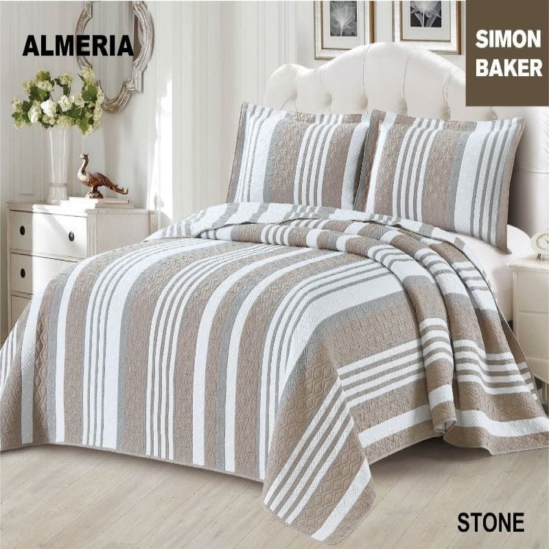 SIMON BAKER BEDSPREAD Simon Baker Almeria Jacquard Bedspread Stone (6595020357721)