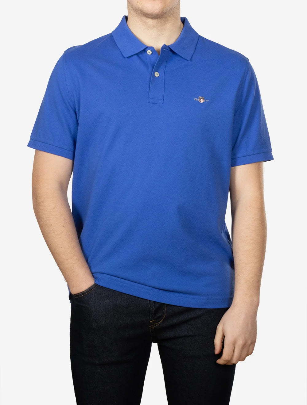 Gant Men's Regular Shield Short-Sleeve Piqué Polo-Royal Blue 355895.