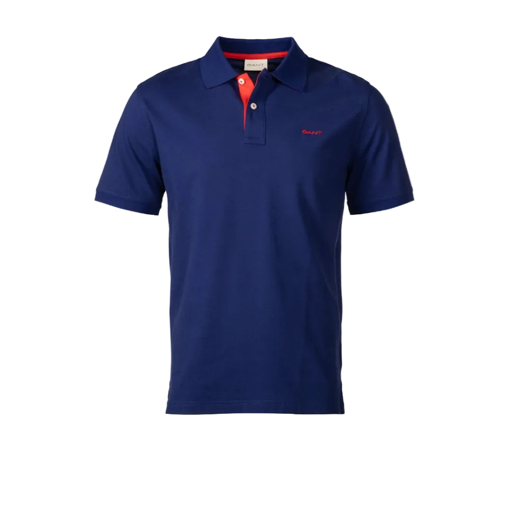 GANT Men's Regular Contrast Piqué Short Sleeve Polo Shirt-Rich Navy 356034