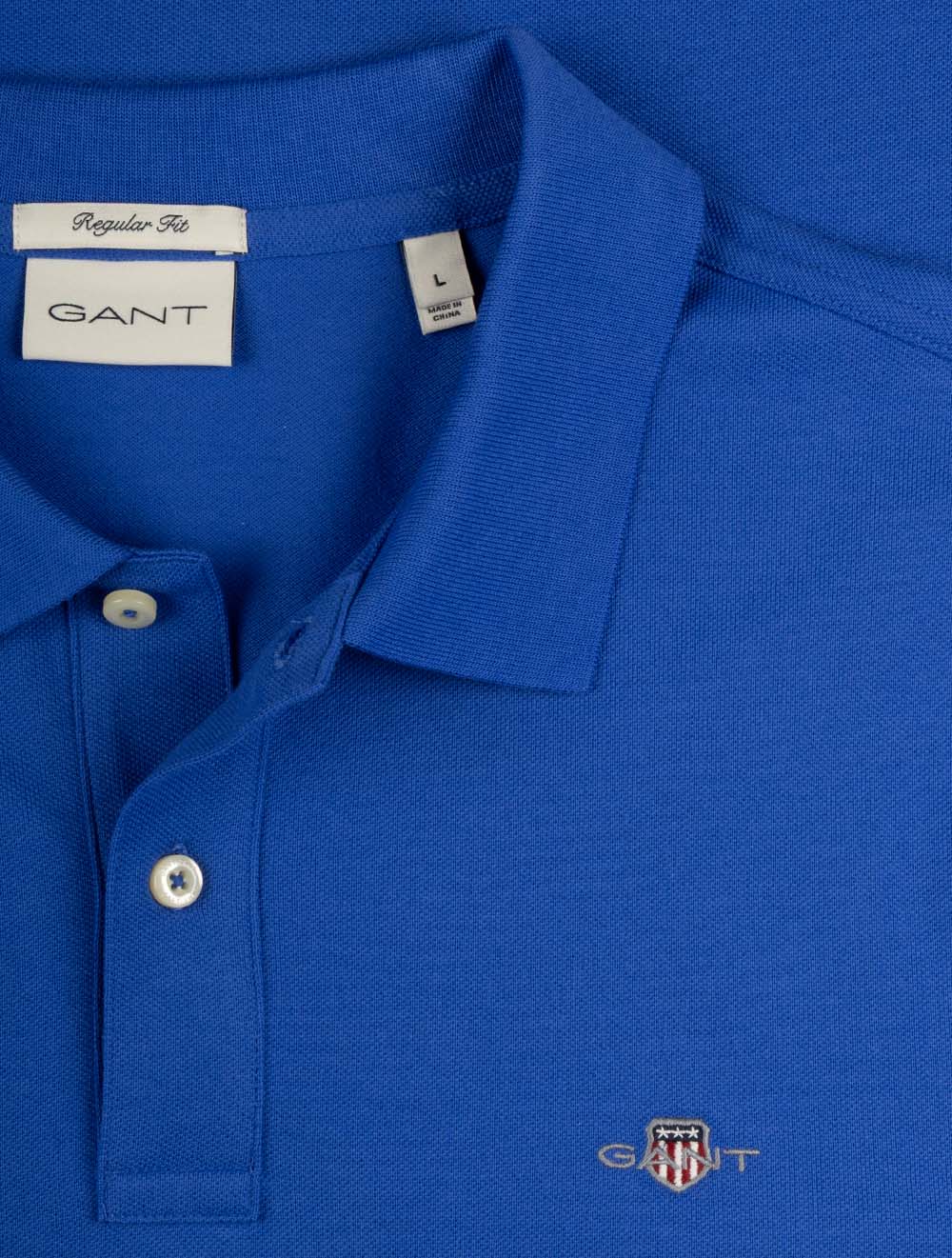 Gant Men's Regular Shield Short-Sleeve Piqué Polo-Royal Blue 355895.