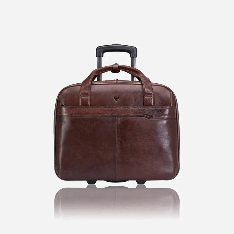 Brando Laptop Trolley Brando Winchester 17" Leather Laptop Bag On Wheels Brown